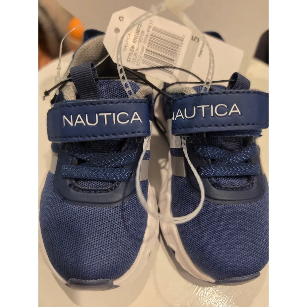 Nautica Manalapin 3T Toddler Sneakers Navy Grey Athletic Shoes KN10872T Size 5